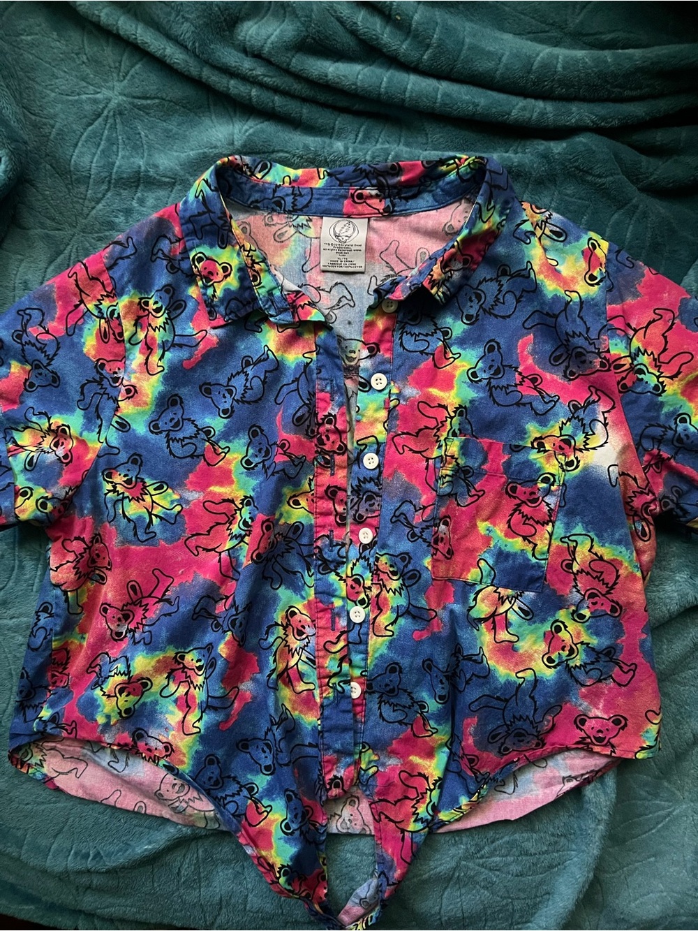 Grateful Dead Dancing Bears cropped Button-Up Shirt - Multicolor